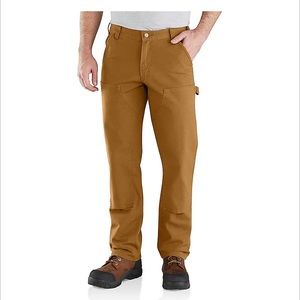 Carhartt rugged flex relaxed fit duck utility work pant. Color: carhartt brown